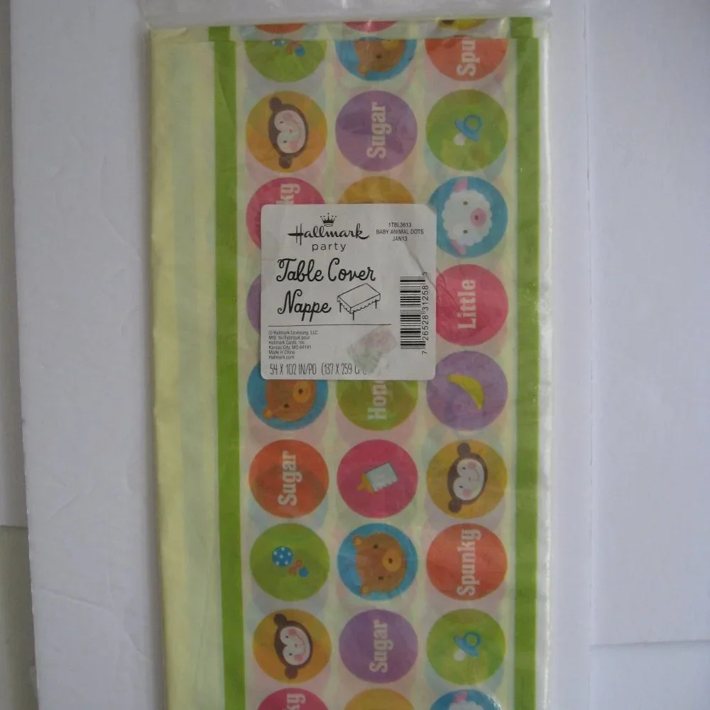 Hallmark Baby Animal Dots Polka Safari Farm Party Decoration Table Cover NWT